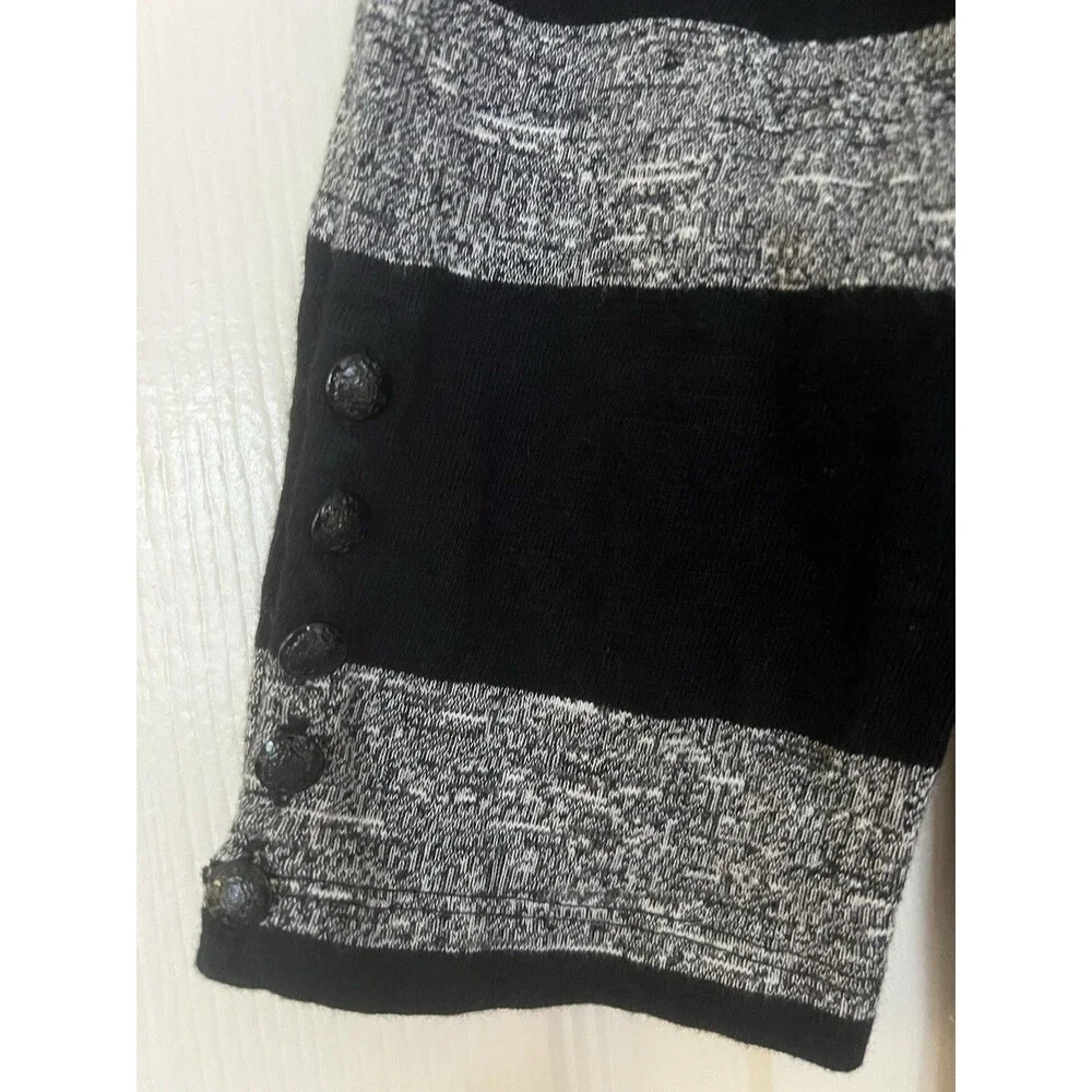 J.CREW Striped Knit Shift Dress S Black Gray Preppy Academia 100% Cotton EUC